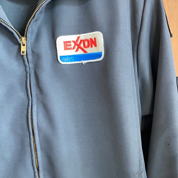 Vintage Exxon gas station attendant jacket. Rare item. Classic blue/gray. - Picture 2 of 10